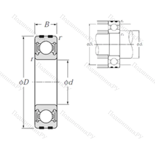Подшипник шариковый радиальный EC-6206LLU