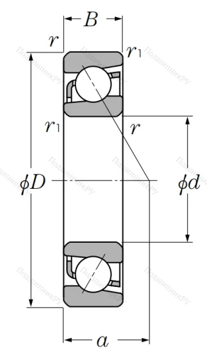 Однорядный шариковый подшипник 7015 от производителя  NTN