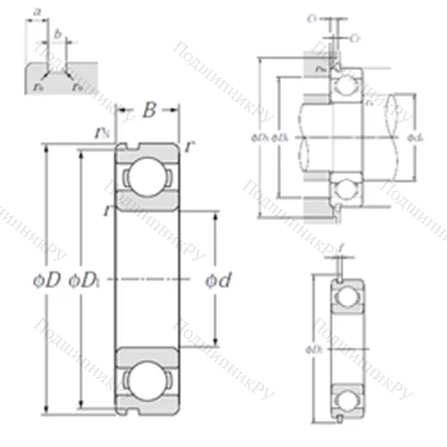 Подшипник шариковый радиальный 6222NR от производителя  NTN