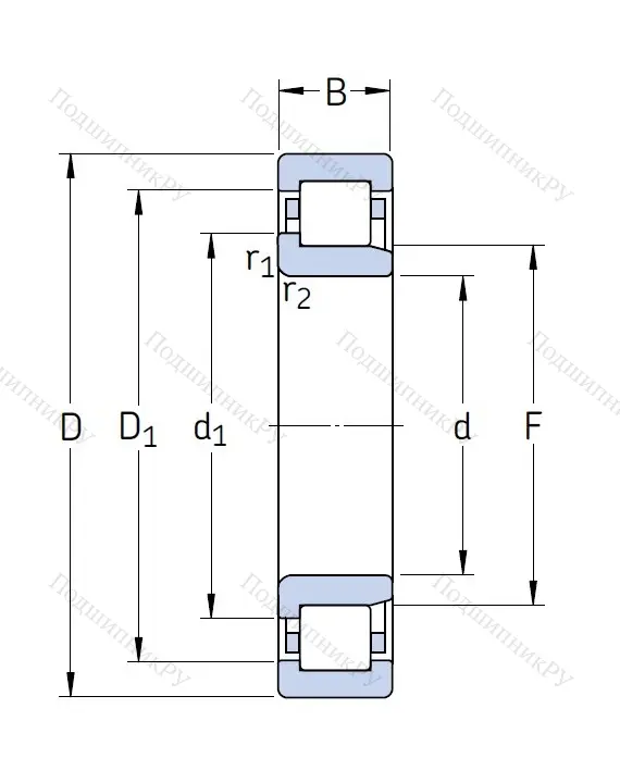 Роликовый цилиндрический подшипник NJ 2306 ECP от производителя  SKF