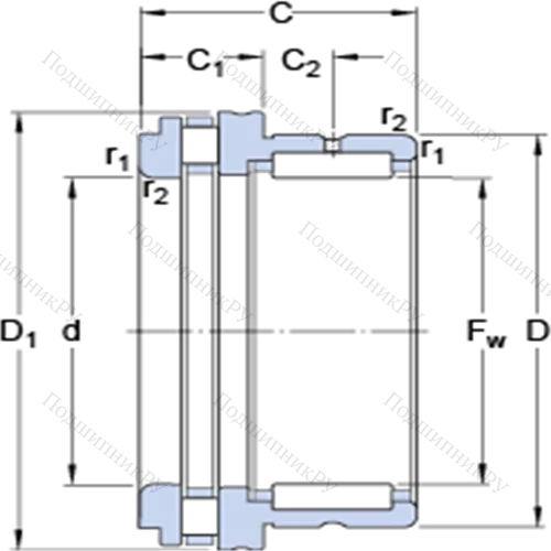 Комбинированные упорные шарикоподшипники с игольчатыми роликами NKXR 15 от производителя  SKF