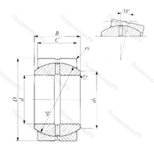 Подшипник скольжения сферический SBB 12 от производителя  IKO