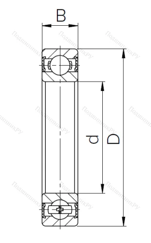 Шариковый однорядный подшипник 16008 2RS T в Новосибирске