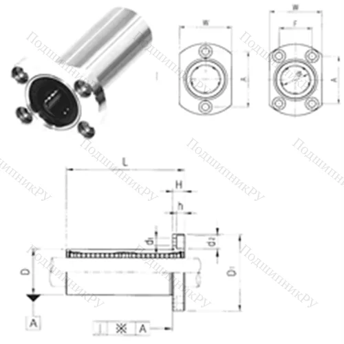 Подшипник шариковый линейный LMH 16L от производителя  Samick