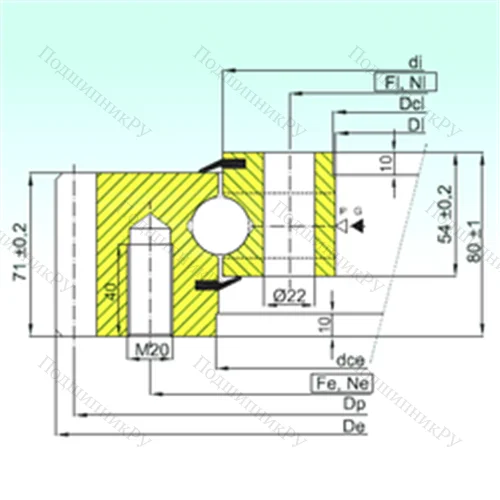 Подшипник шариковый опорно-поворотный EB 1.25.1455.201-2STPN