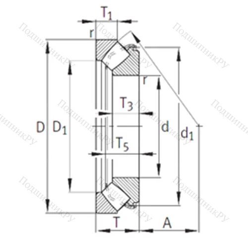 Подшипник роликовый упорно-радиальный 29456-E 1 от производителя  INA