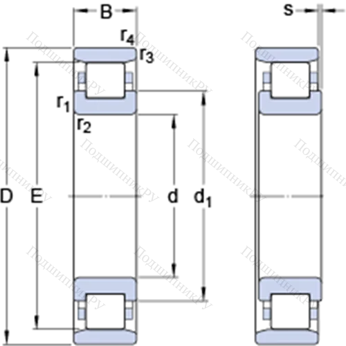 Однорядные цилиндрические роликоподшипники N 326 ECM от производителя  SKF