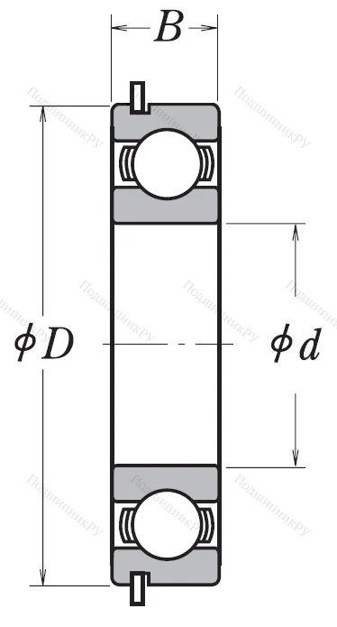 Однорядный шариковый подшипник 6305 DDU NR от производителя  NSK