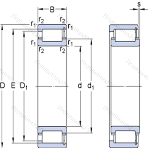 Цилиндрические роликоподшипники повышенной грузоподъёмности NCF 2326 ECJB