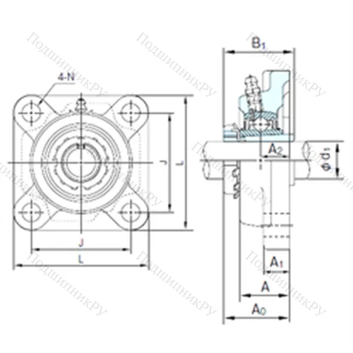 Подшипниковый узел шариковый радиальный UKFX 09+H 2309 от производителя  NACHI