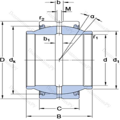Радиальные сферические подшипники скольжения с контактными поверхностями сталь/сталь, требующие техобслуживания GEZM 106 ES-2LS от производителя  SKF