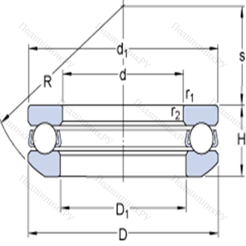 Одинарные упорные шарикоподшипники 53206 + U 206