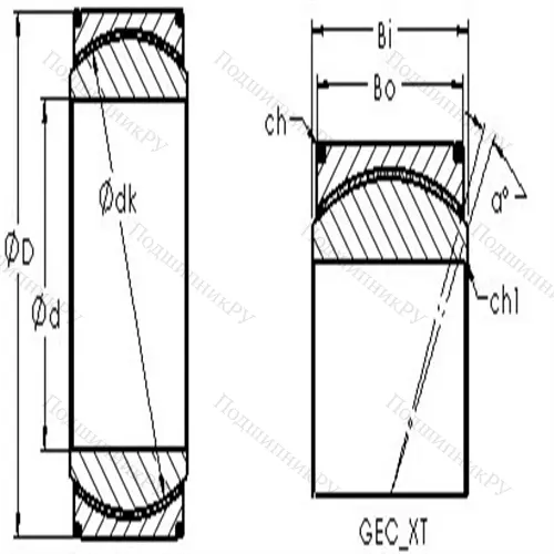 Подшипник скольжения сферический GEH 110XT от производителя  AST
