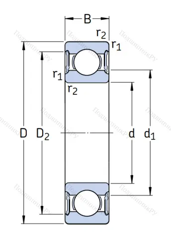 Однорядный шариковый подшипник 6215 2RS 1/C 3 от производителя  SKF