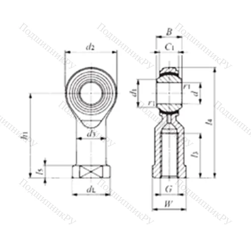 Подшипник скольжения сферический PHS 4EC от производителя  IKO