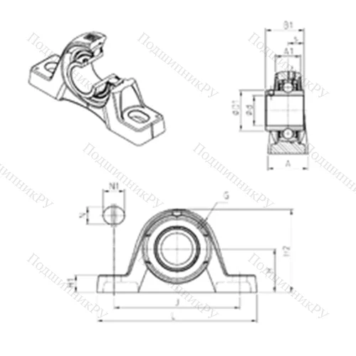 Подшипниковый узел шариковый радиальный UCPLE 205 от производителя  SNR