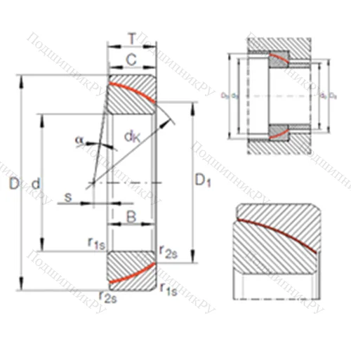 Подшипник скольжения сферический GE 80 SW от производителя  INA
