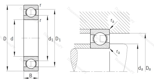Однорядный шариковый подшипник 6315 от производителя  FAG