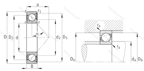 Однорядный шариковый подшипник 7304 B 2RS TVP от производителя  FAG Однорядный шариковый подшипник 7304 B 2RS TVP от производителя  FAG