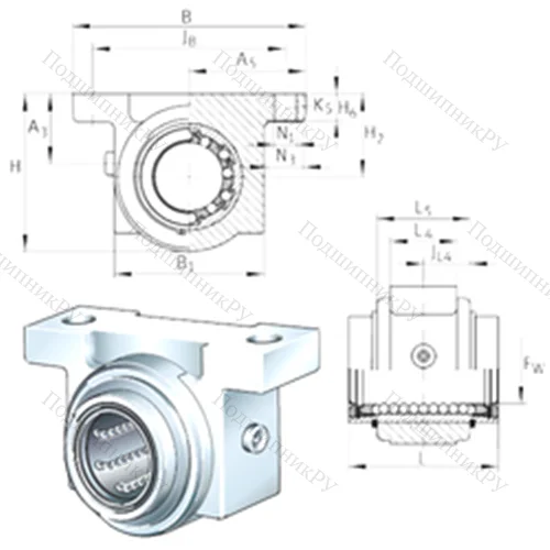 Подшипниковый узел шариковый линейный KGB 30-PP-AS