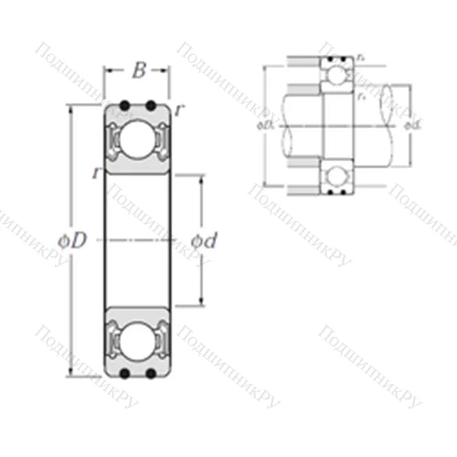 Подшипник шариковый радиальный AC-6308LLB