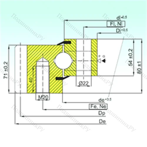 Подшипник шариковый опорно-поворотный EB 1.25.1255.200-1STPN от производителя  ISB