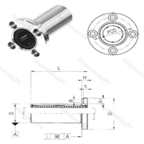 Подшипник шариковый линейный LMEF 30LUU от производителя  Samick