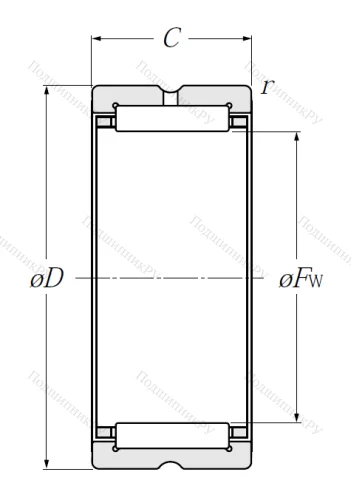 Игольчатый подшипник NK 55/25 R от производителя  NTN