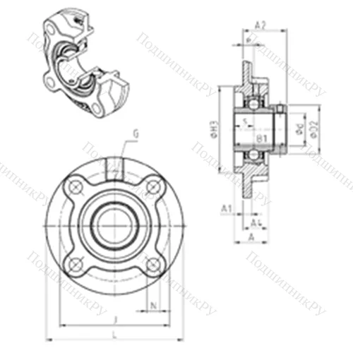 Подшипниковый узел шариковый радиальный EXFC 210 от производителя  SNR