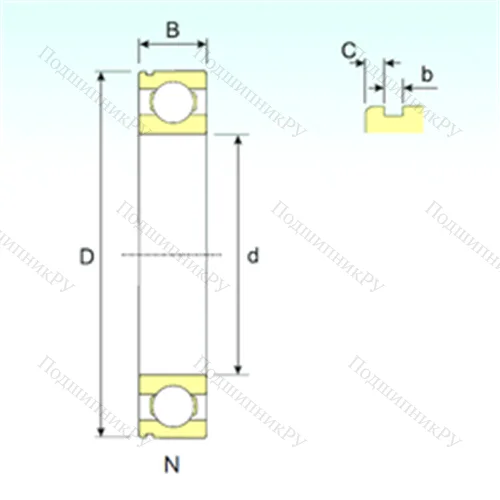 Подшипник шариковый радиальный 6203 N от производителя  ISB
