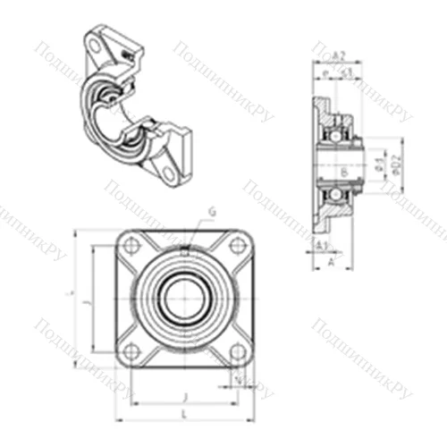 Подшипниковый узел шариковый радиальный UKF 206H от производителя  SNR