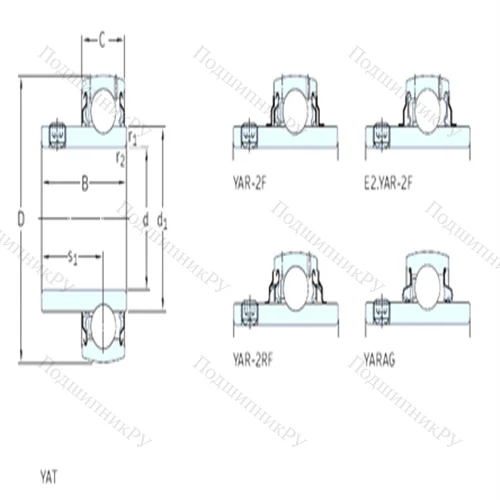 Подшипник шариковый радиальный YAR 205-100-2RF от производителя  SKF