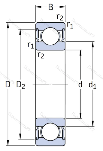 Шариковый однорядный подшипник 180201 (6201 2RS) в Новосибирске
