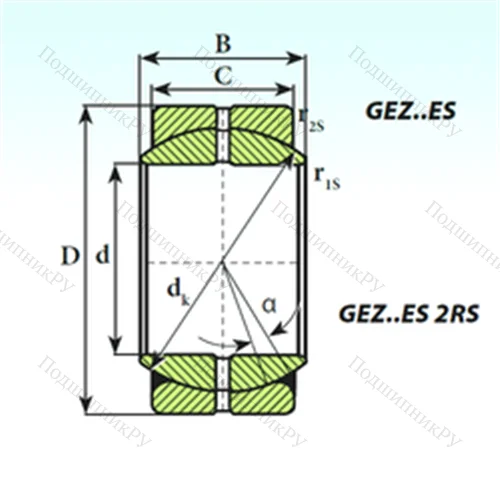 Подшипник скольжения сферический GEZ 82 ES от производителя  ISB