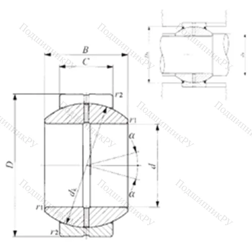 Подшипник скольжения сферический GE 60GS от производителя  IKO