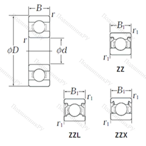 Подшипник шариковый радиальный EE 1S ZZ