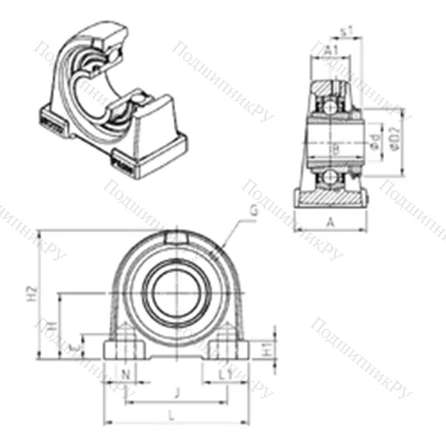 Подшипниковый узел шариковый радиальный UKPA 210H от производителя  SNR