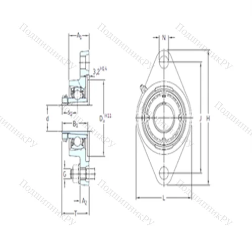 Подшипниковый узел шариковый радиальный FYTJ 50 KF+H 2310 от производителя  SKF