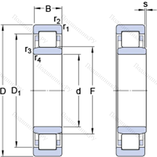 Однорядные цилиндрические роликоподшипники NU 2212 ECP