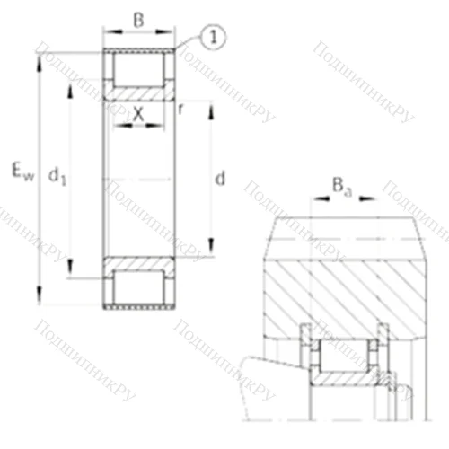 Подшипник роликовый радиальный RSL 182318-A от производителя  INA