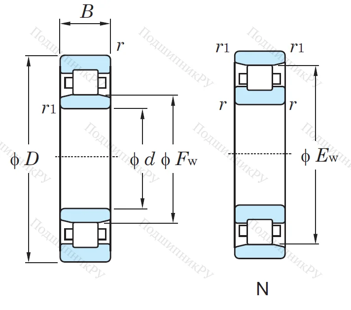 Роликовый цилиндрический подшипник N 207
