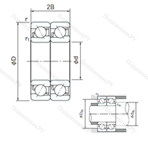 Подшипник шариковый радиально-упорный спаренный 7303DT