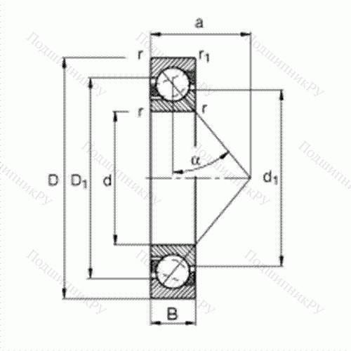 Подшипник шариковый радиально-упорный 7310-B-JP от производителя  FAG Подшипник шариковый радиально-упорный 7310-B-JP от производителя  FAG
