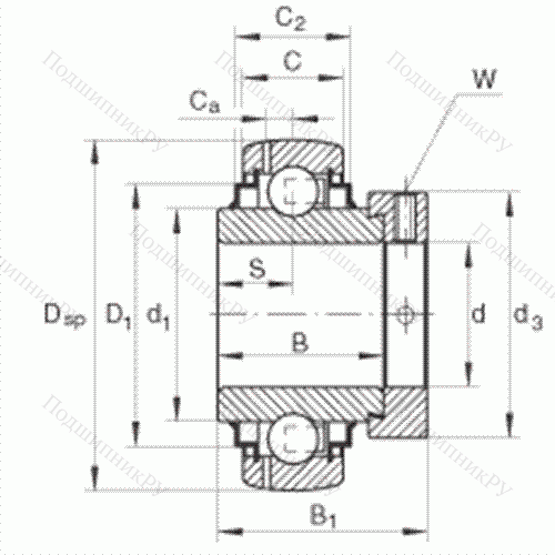 Подшипник шариковый закрепляемый E 40-KRR-B от производителя  INA Подшипник шариковый закрепляемый E 40-KRR-B от производителя  INA