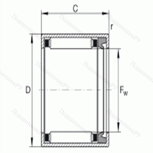 Подшипник роликовый игольчатый с одним наружным штампованным кольцом HK 3018-RS