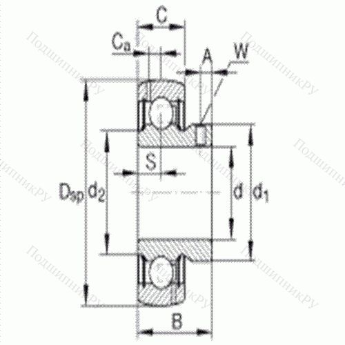 Подшипник шариковый закрепляемый GAY 104-NPP-B-AS 2/V от производителя  INA Подшипник шариковый закрепляемый GAY 104-NPP-B-AS 2/V от производителя  INA