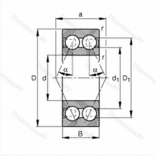 Подшипник шариковый радиально-упорный 3306-BD-TVH от производителя  FAG Подшипник шариковый радиально-упорный 3306-BD-TVH от производителя  FAG