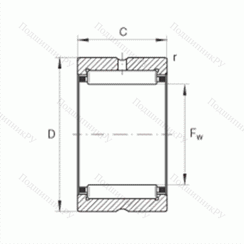 Подшипник роликовый игольчатый NK 37/20 от производителя  INA Подшипник роликовый игольчатый NK 37/20 от производителя  INA